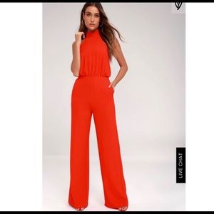 NWOT Lulu’s Moment For Life Red Halter Jumpsuit